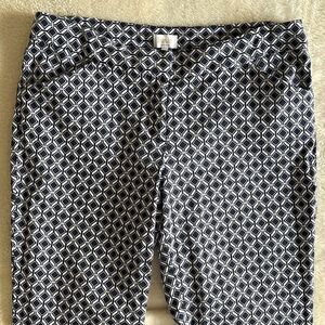 Laundry Cropped Pants Women’s 8 Navy & White Geometric Cropped
